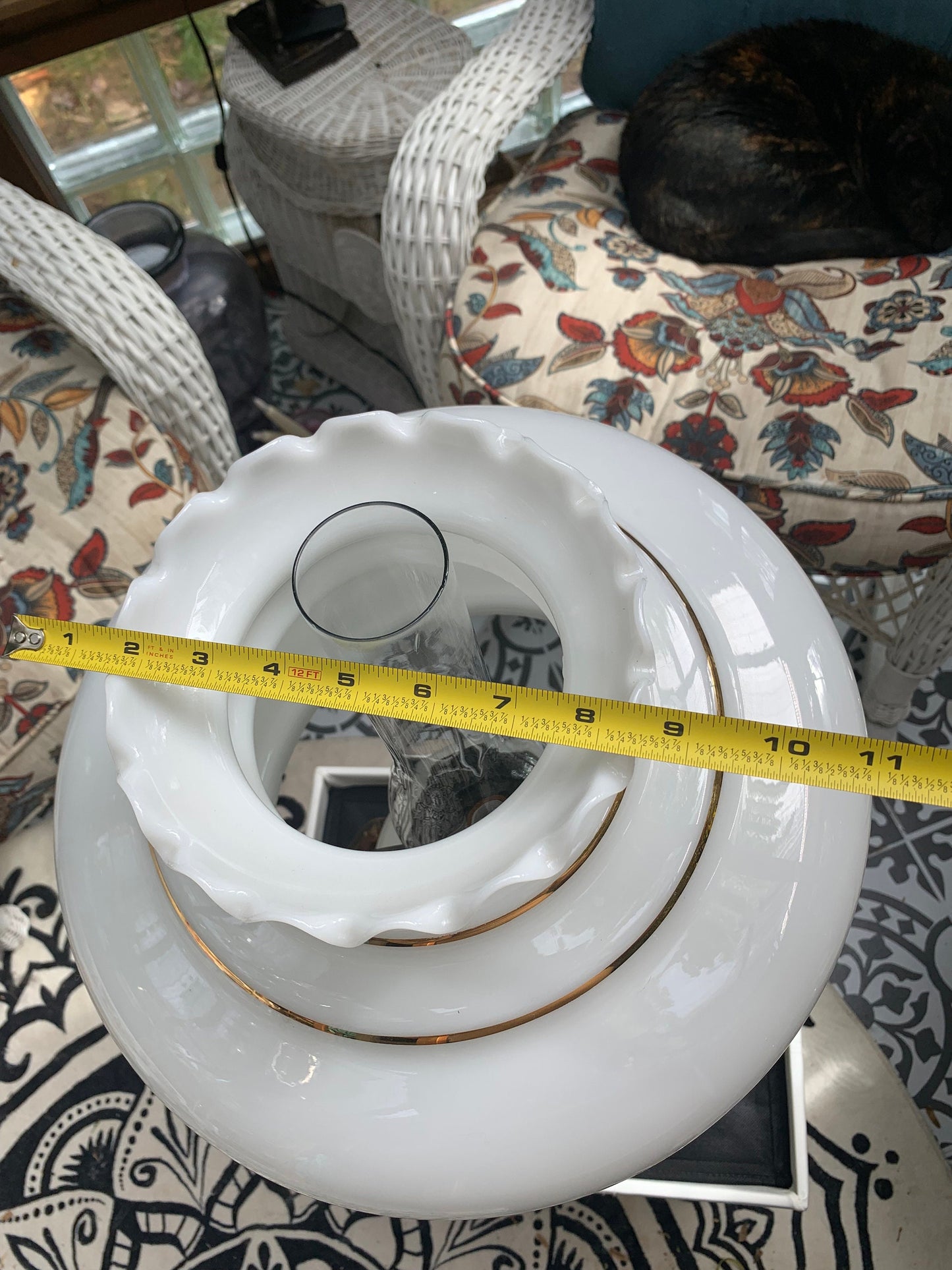 Rare Very Large Hurricane Lamp 43 inches shade!