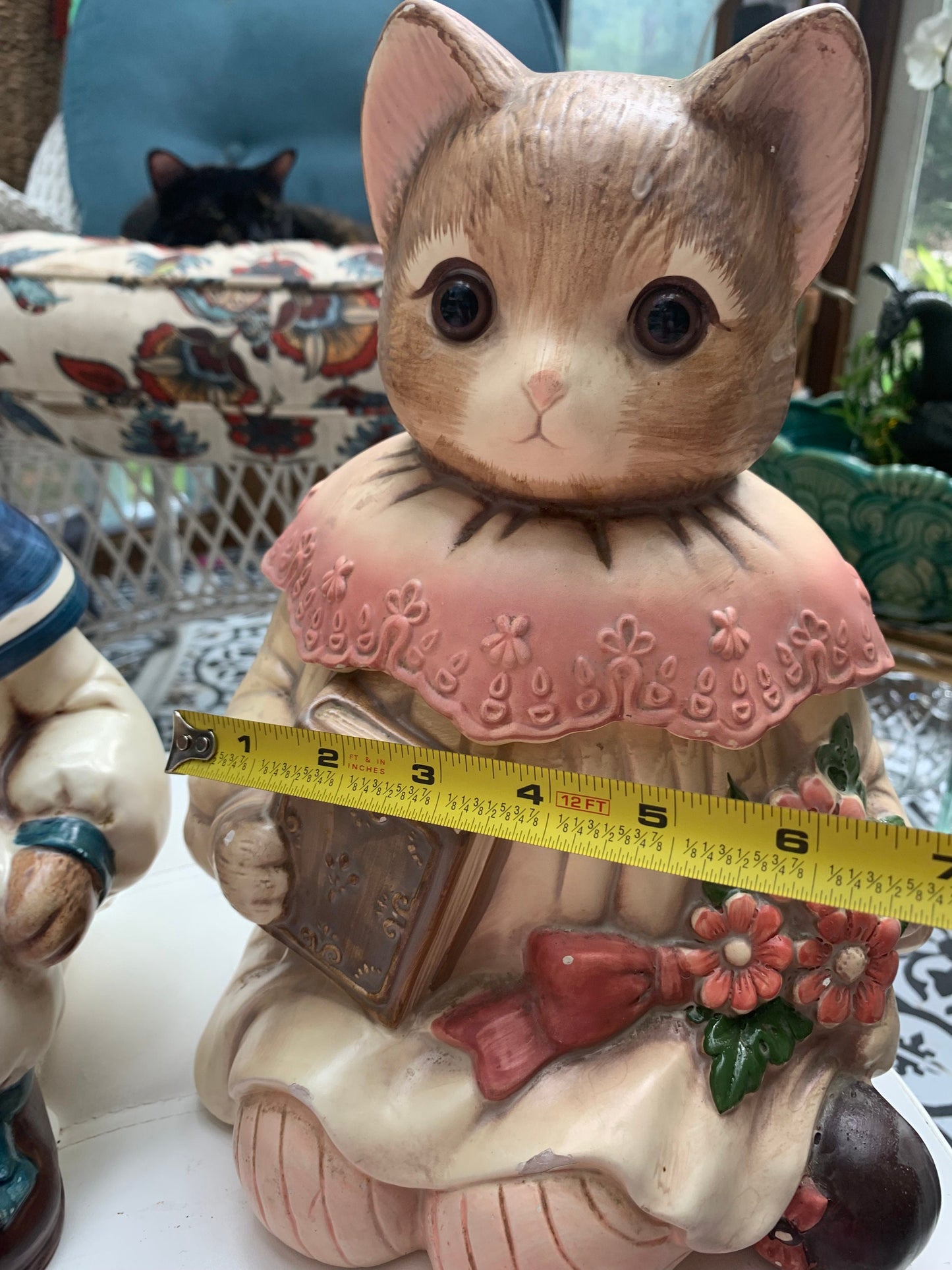 Super cute, Vintage set of COOKIE JARS, Mervyns Milton Sailor Cat & Emily the Cat.