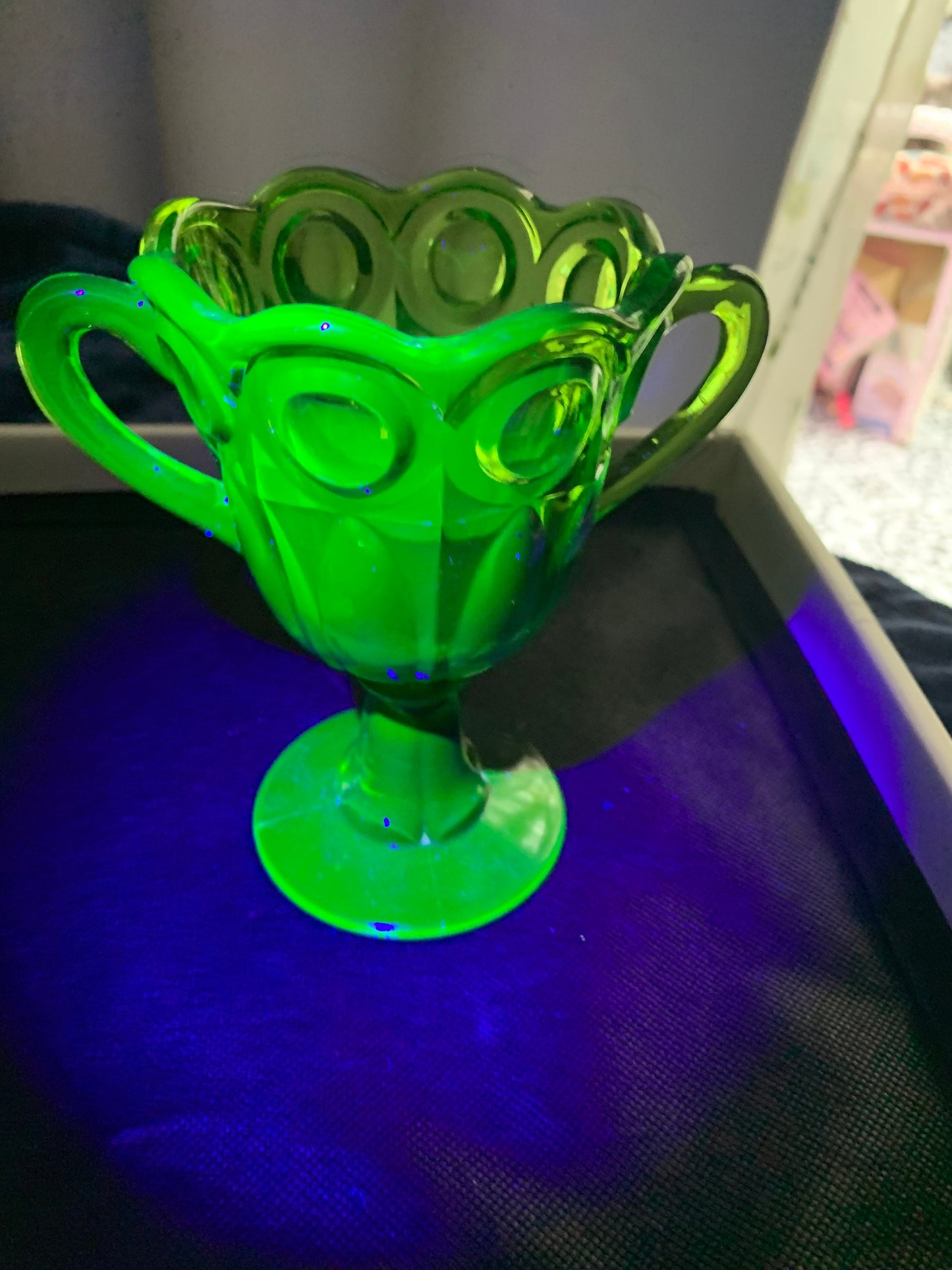 Rare Uranium Footed Cream and Sugar Set