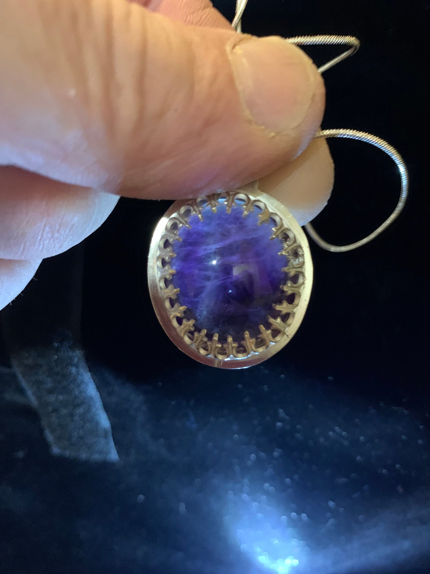 Lovely Amethyst cabochon and Silver handmade necklace