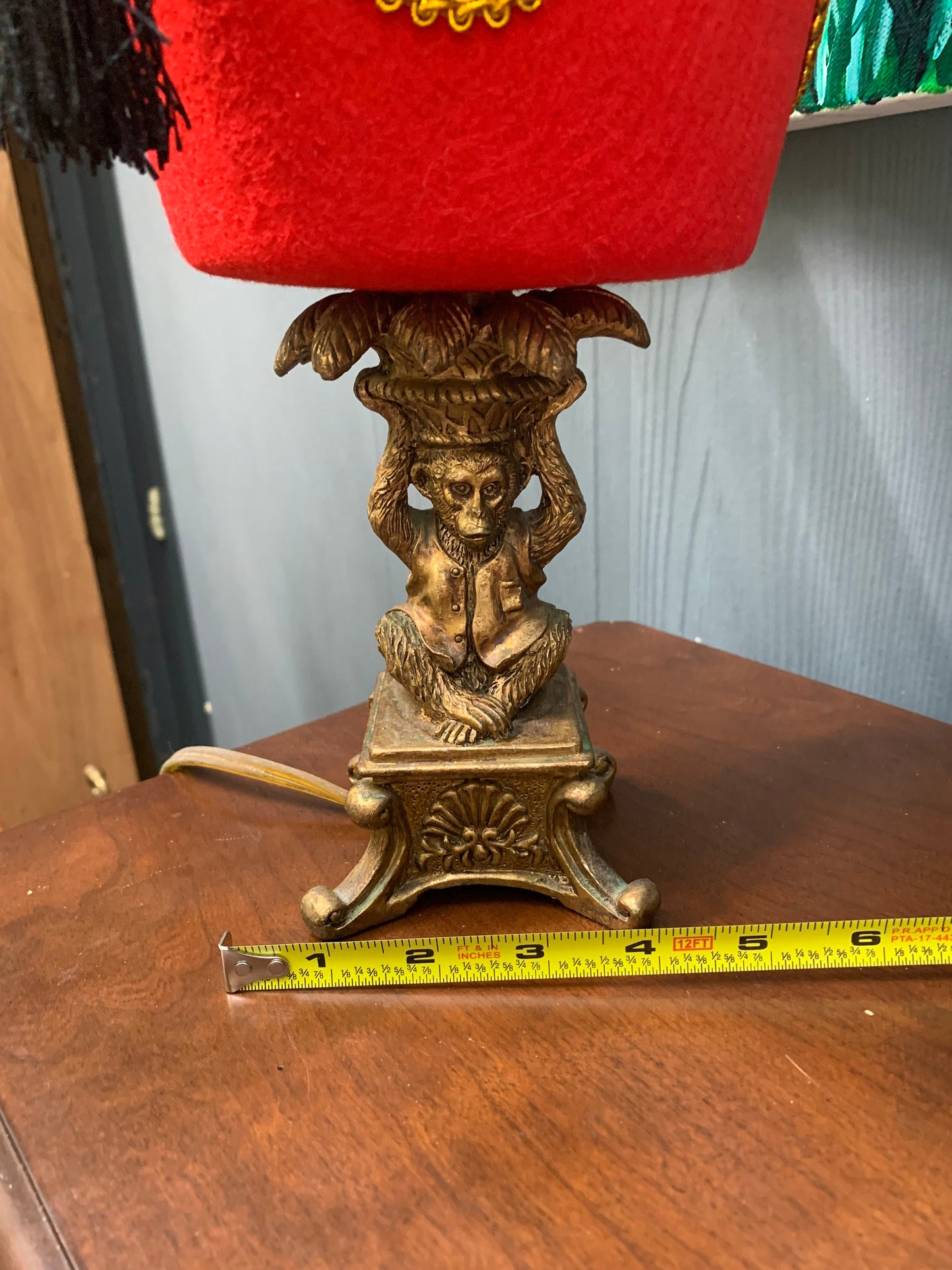 Vintage Monkey Lamp with custom Fez Hat Shade