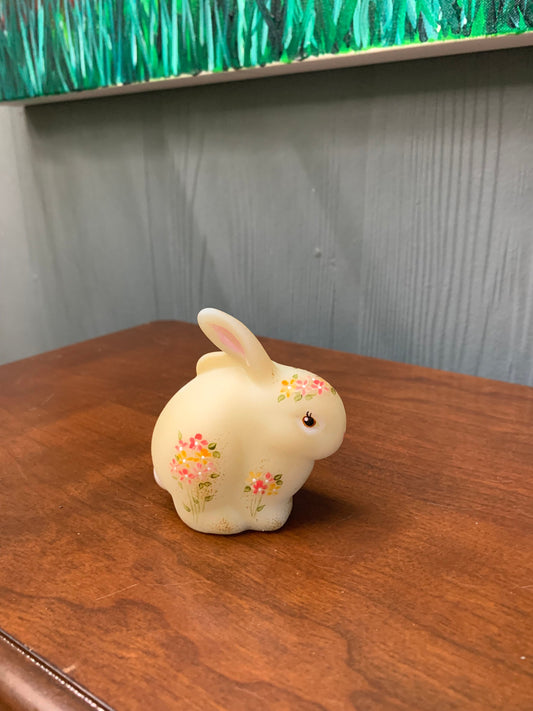 Fenton chubby bunny, hand painted signed with Fenton sticker