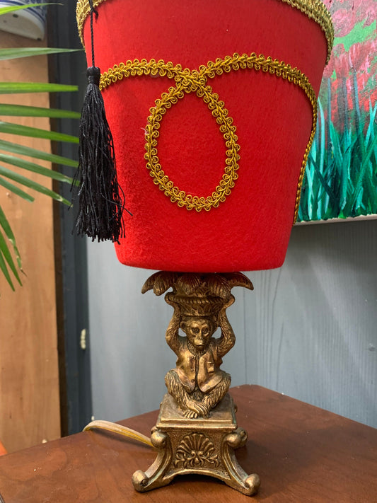 Vintage Monkey Lamp with custom Fez Hat Shade