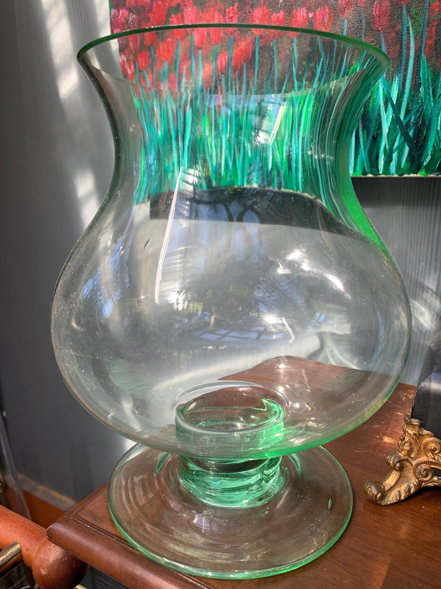 Giant Green Brandy Glass Fish Bowl or Vase