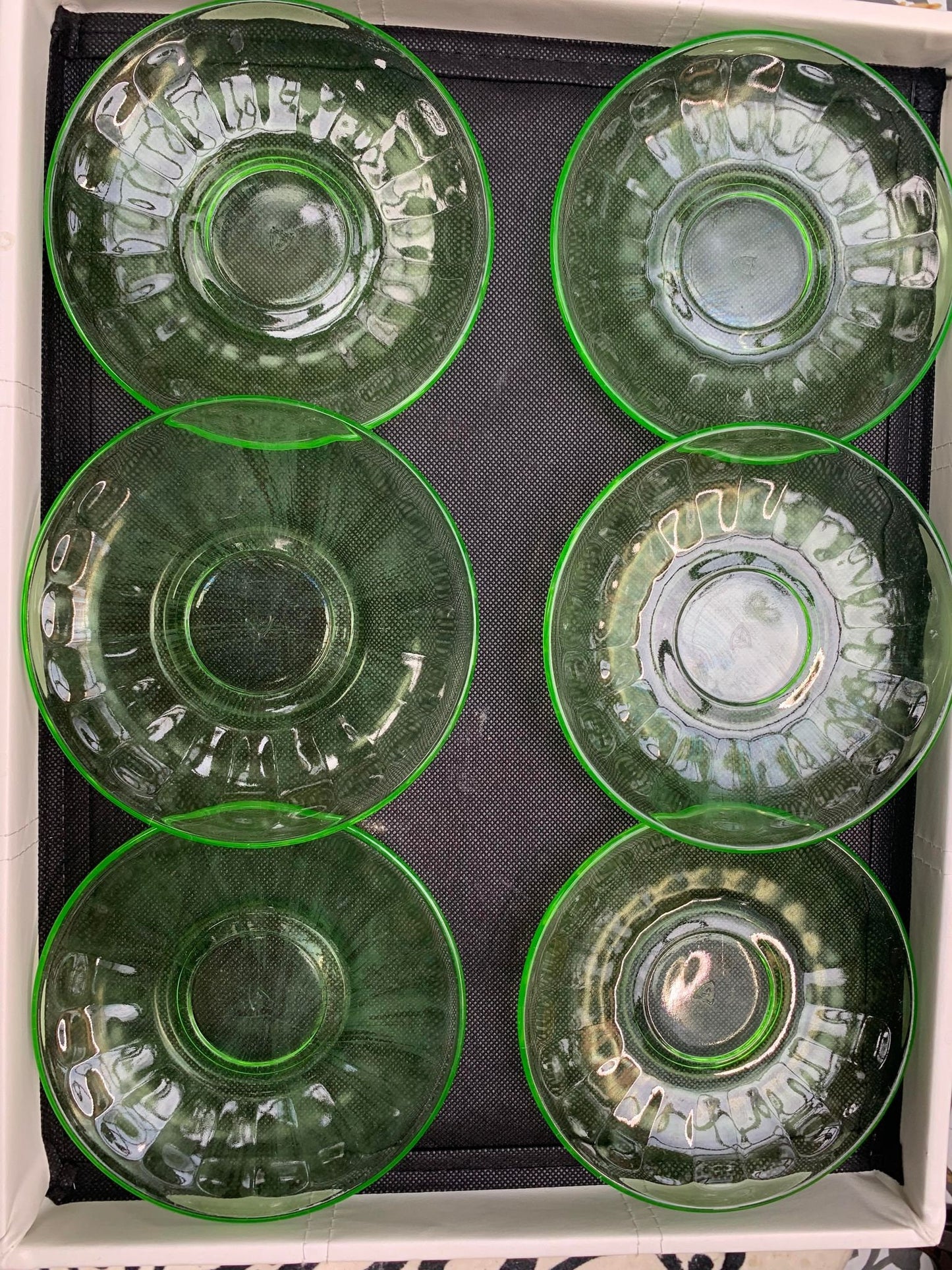 Uranium Federal Glass Saucers set of 6