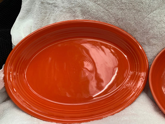 2 Large Orange Fiesta Ware Serving Dishes