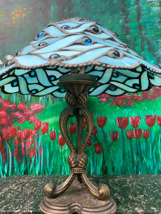 Blue Stained Glass tea light lamp