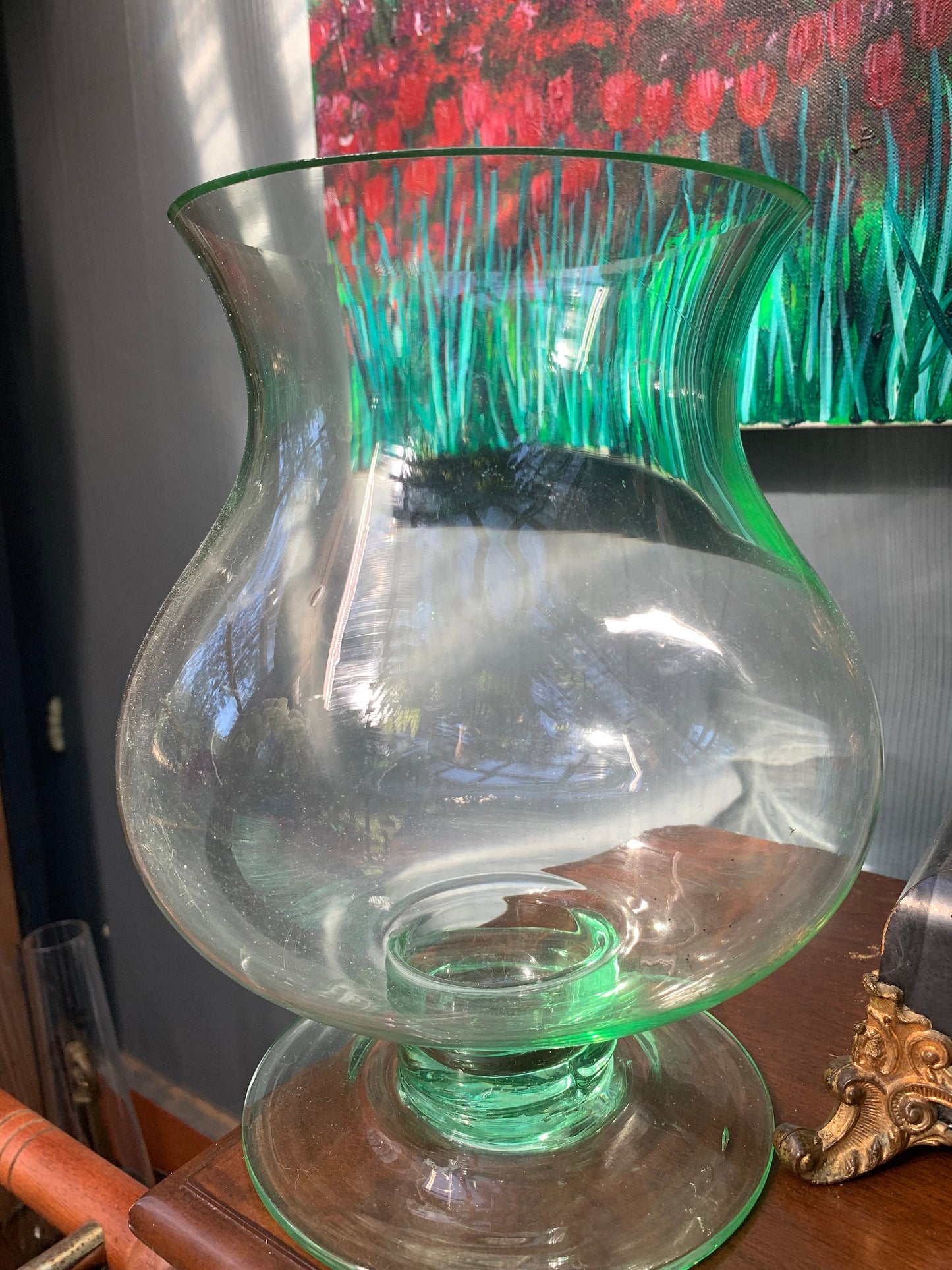 Giant Green Brandy Glass Fish Bowl or Vase