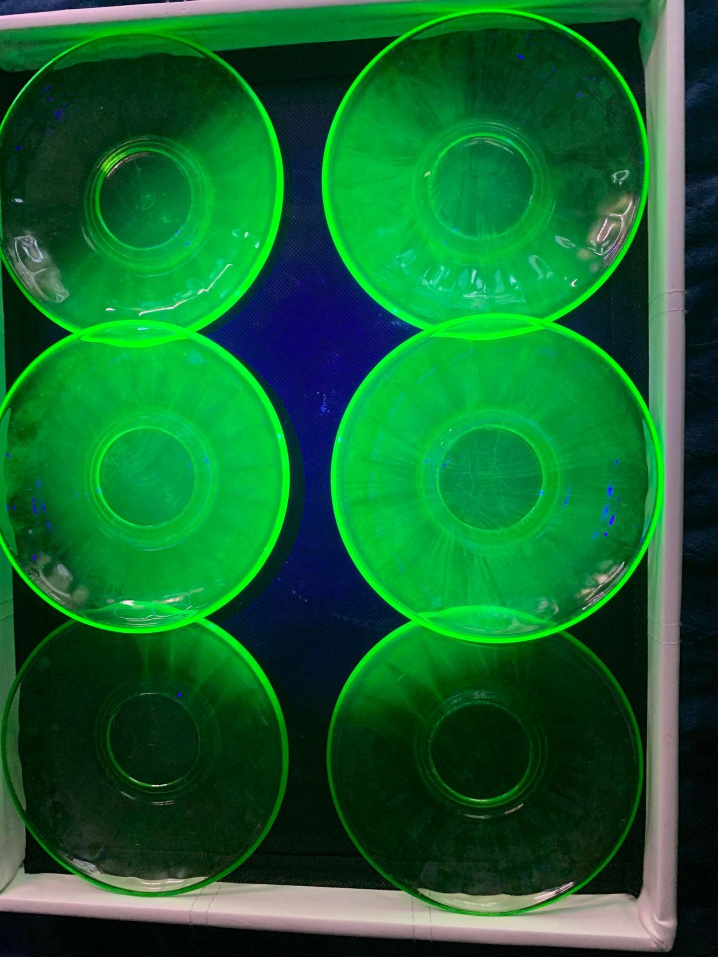 Uranium Federal Glass Saucers set of 6