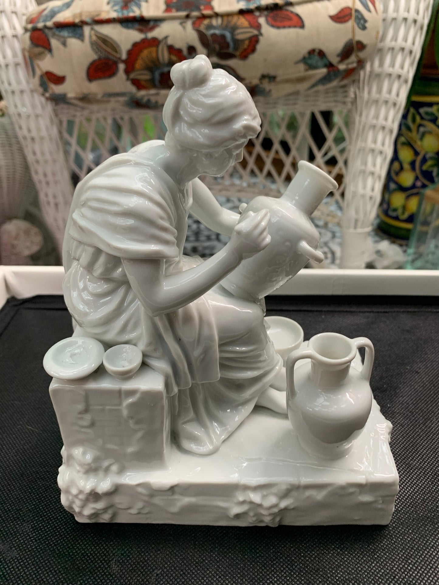 PARIAN BISQUE Porcelain Roman / Greek Potters Bookend Figurine 8 X 6"